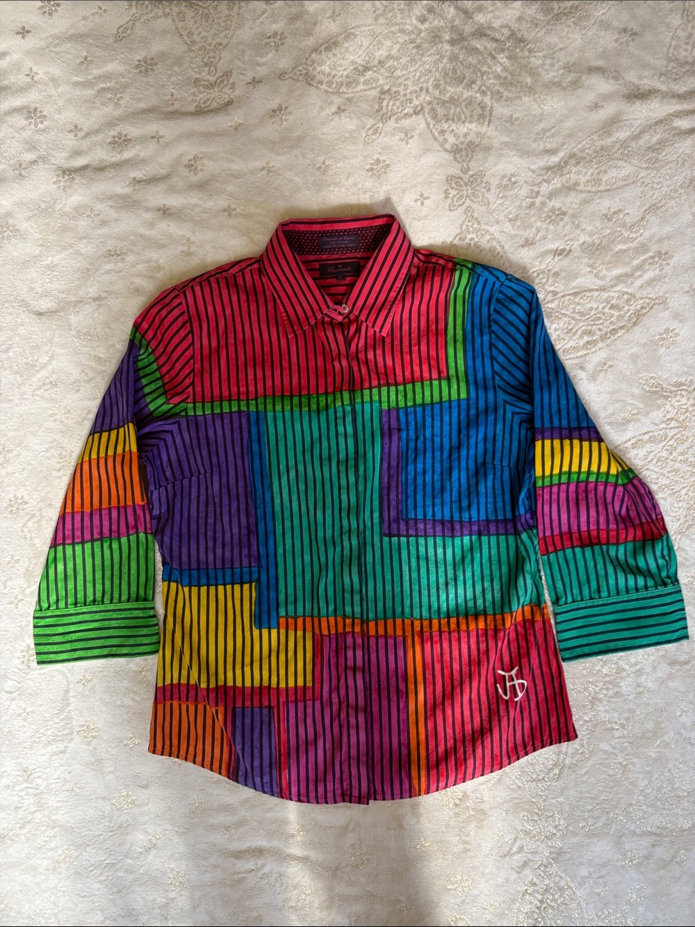 Faconnable Multicolor Geometric Stripe Button-Up - Picture 1 of 10